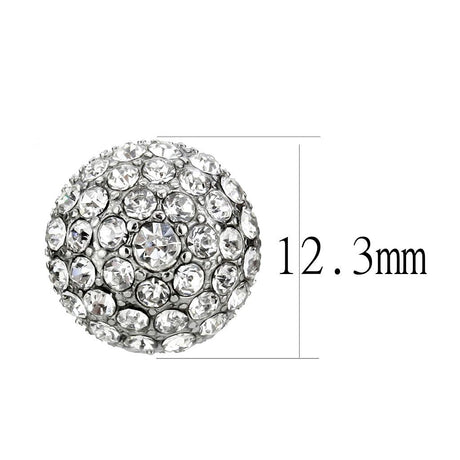 High polished (no plating) Stainless Steel Earrings with Top Grade Crystal  in Clear
