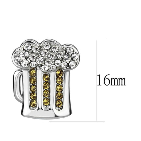High polished (no plating) Stainless Steel Earrings with Top Grade Crystal  in Topaz