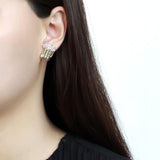 High polished (no plating) Stainless Steel Earrings with Top Grade Crystal  in Topaz