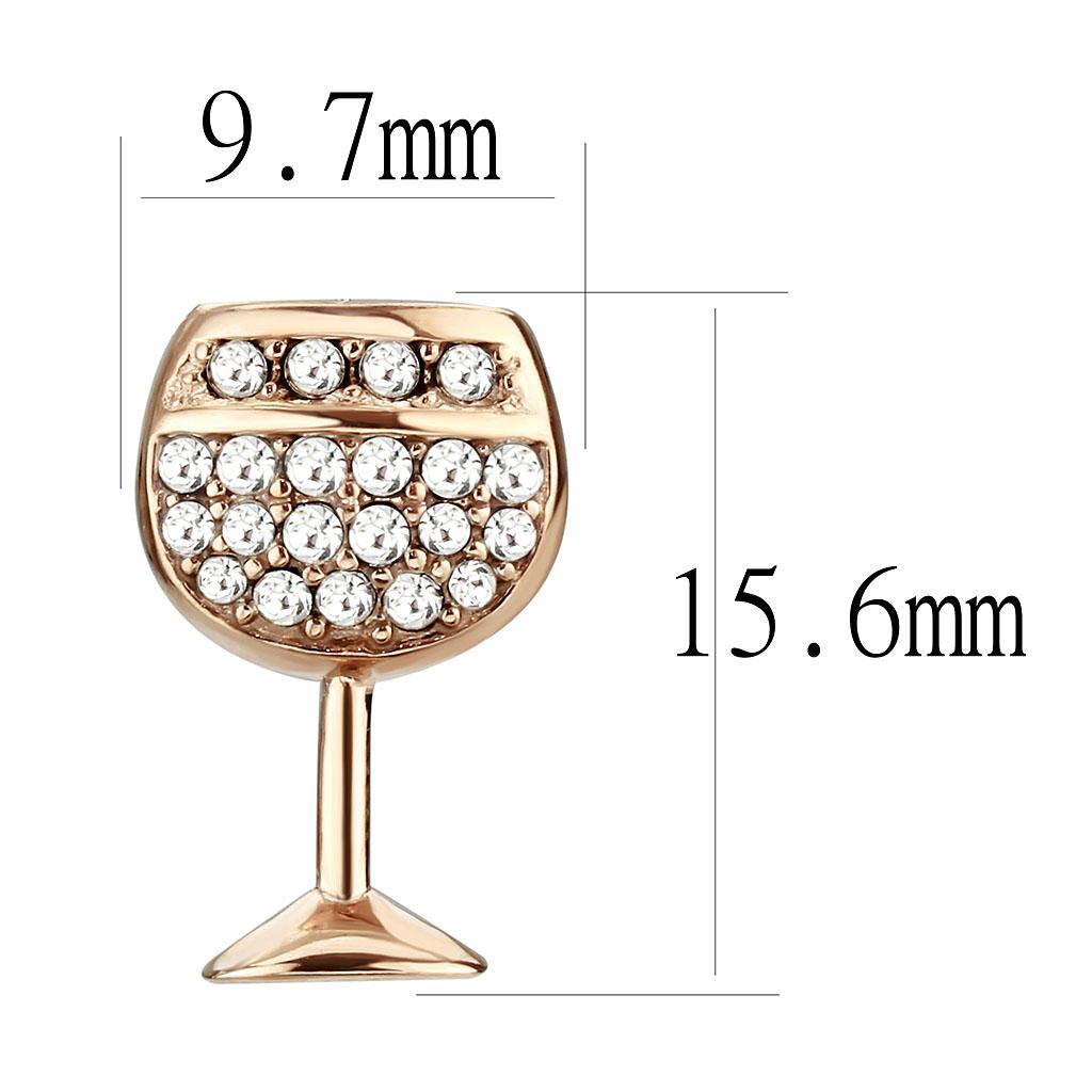 IP Rose Gold(Ion Plating) Stainless Steel Earrings with Top Grade Crystal  in Clear