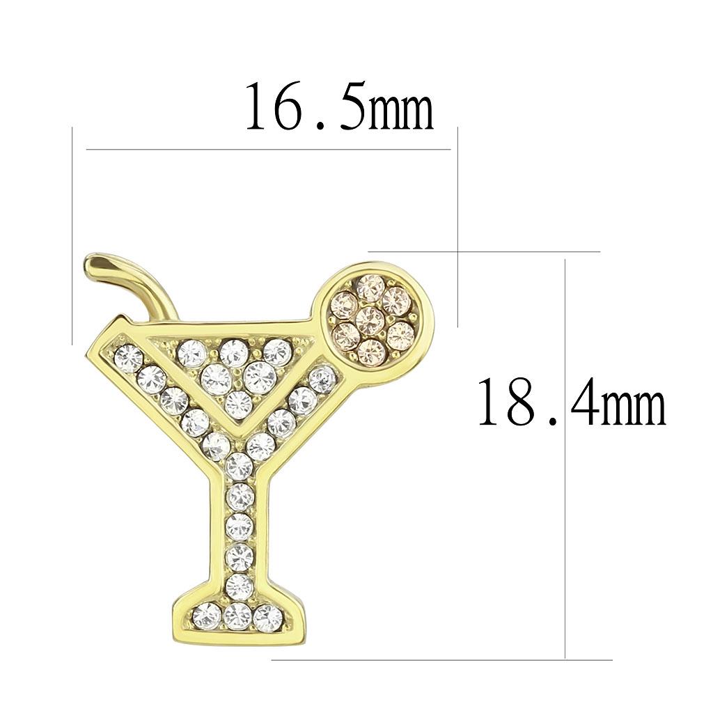 IP Gold(Ion Plating) Stainless Steel Earrings with Top Grade Crystal  in Silk