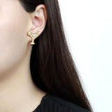 IP Gold(Ion Plating) Stainless Steel Earrings with Top Grade Crystal  in Silk