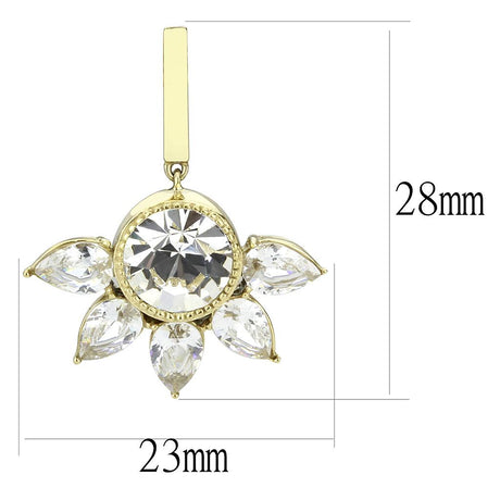 IP Gold(Ion Plating) Stainless Steel Earrings with Top Grade Crystal  in Clear