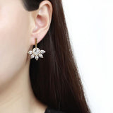 IP Gold(Ion Plating) Stainless Steel Earrings with Top Grade Crystal  in Clear