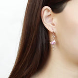 IP Rose Gold(Ion Plating) Stainless Steel Earrings with AAA Grade CZ  in Rose