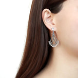 High polished (no plating) Stainless Steel Earrings with AAA Grade CZ  in Clear