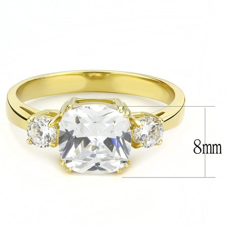IP Gold(Ion Plating) Stainless Steel Ring with AAA Grade CZ  in Clear