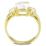 IP Gold(Ion Plating) Stainless Steel Ring with AAA Grade CZ  in Clear