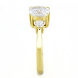 IP Gold(Ion Plating) Stainless Steel Ring with AAA Grade CZ  in Clear
