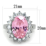 High polished (no plating) Stainless Steel Ring with Synthetic Synthetic Glass in Rose