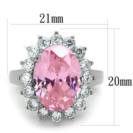 High polished (no plating) Stainless Steel Ring with Synthetic Synthetic Glass in Rose