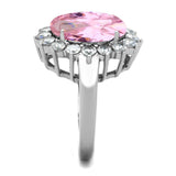 High polished (no plating) Stainless Steel Ring with Synthetic Synthetic Glass in Rose