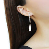 High polished (no plating) Stainless Steel Earrings with AAA Grade CZ  in Clear