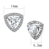 High polished (no plating) Stainless Steel Earrings with AAA Grade CZ  in Clear