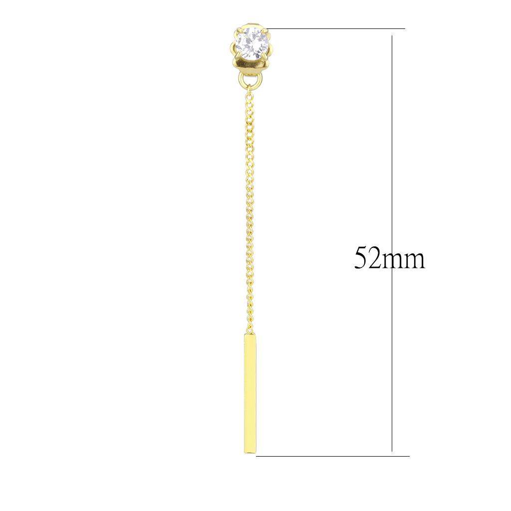 IP Gold(Ion Plating) Stainless Steel Earrings with AAA Grade CZ  in Clear