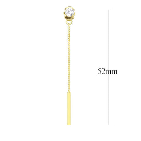 IP Gold(Ion Plating) Stainless Steel Earrings with AAA Grade CZ  in Clear