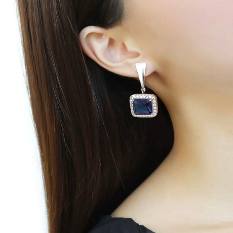 High polished (no plating) Stainless Steel Earrings with Synthetic  in Montana