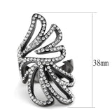 IP Light Black  (IP Gun) Stainless Steel Ring with Top Grade Crystal  in Clear