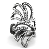 IP Light Black  (IP Gun) Stainless Steel Ring with Top Grade Crystal  in Clear
