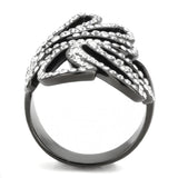 IP Light Black  (IP Gun) Stainless Steel Ring with Top Grade Crystal  in Clear