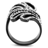 IP Light Black  (IP Gun) Stainless Steel Ring with Top Grade Crystal  in Clear