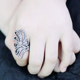 IP Light Black  (IP Gun) Stainless Steel Ring with Top Grade Crystal  in Clear