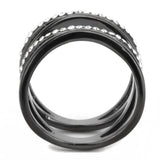 IP Light Black  (IP Gun) Stainless Steel Ring with Top Grade Crystal  in Clear