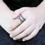 IP Light Black  (IP Gun) Stainless Steel Ring with Top Grade Crystal  in Clear