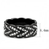 IP Black(Ion Plating) Stainless Steel Ring with Top Grade Crystal  in Clear