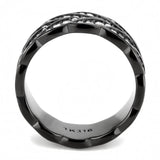 IP Black(Ion Plating) Stainless Steel Ring with Top Grade Crystal  in Clear