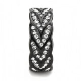 IP Black(Ion Plating) Stainless Steel Ring with Top Grade Crystal  in Clear