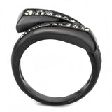 IP Black(Ion Plating) Stainless Steel Ring with Top Grade Crystal  in Black Diamond