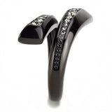 IP Black(Ion Plating) Stainless Steel Ring with Top Grade Crystal  in Black Diamond