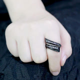 IP Black(Ion Plating) Stainless Steel Ring with Top Grade Crystal  in Black Diamond