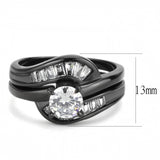 IP Black(Ion Plating) Stainless Steel Ring with AAA Grade CZ  in Clear