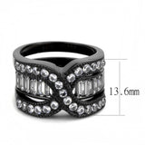 IP Black(Ion Plating) Stainless Steel Ring with AAA Grade CZ  in Clear