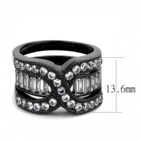 IP Black(Ion Plating) Stainless Steel Ring with AAA Grade CZ  in Clear