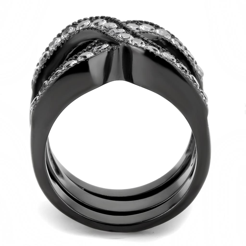 IP Black(Ion Plating) Stainless Steel Ring with AAA Grade CZ  in Clear