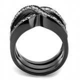 IP Black(Ion Plating) Stainless Steel Ring with AAA Grade CZ  in Clear