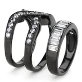 IP Black(Ion Plating) Stainless Steel Ring with AAA Grade CZ  in Clear