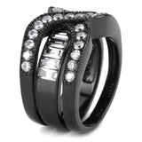 IP Black(Ion Plating) Stainless Steel Ring with AAA Grade CZ  in Clear