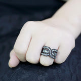 IP Black(Ion Plating) Stainless Steel Ring with AAA Grade CZ  in Clear