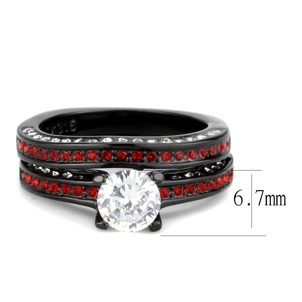 IP Black(Ion Plating) Stainless Steel Ring with AAA Grade CZ  in Clear