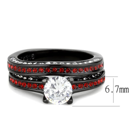 IP Black(Ion Plating) Stainless Steel Ring with AAA Grade CZ  in Clear