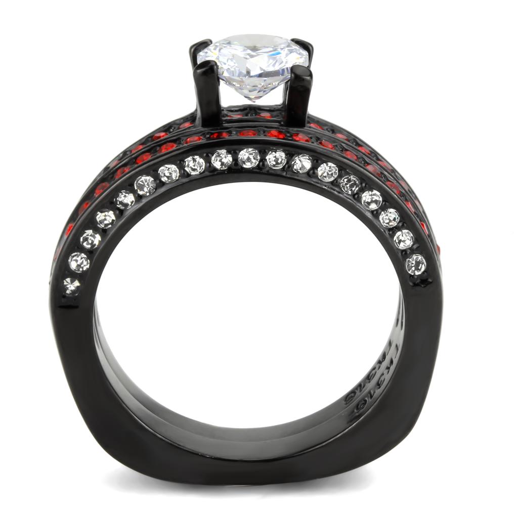 IP Black(Ion Plating) Stainless Steel Ring with AAA Grade CZ  in Clear