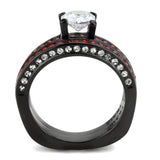 IP Black(Ion Plating) Stainless Steel Ring with AAA Grade CZ  in Clear