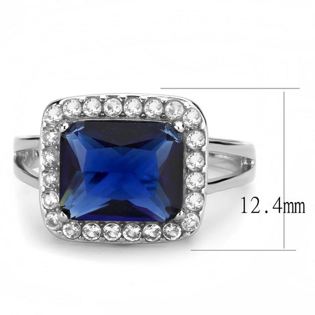 High polished (no plating) Stainless Steel Ring with Synthetic Synthetic Glass in Montana