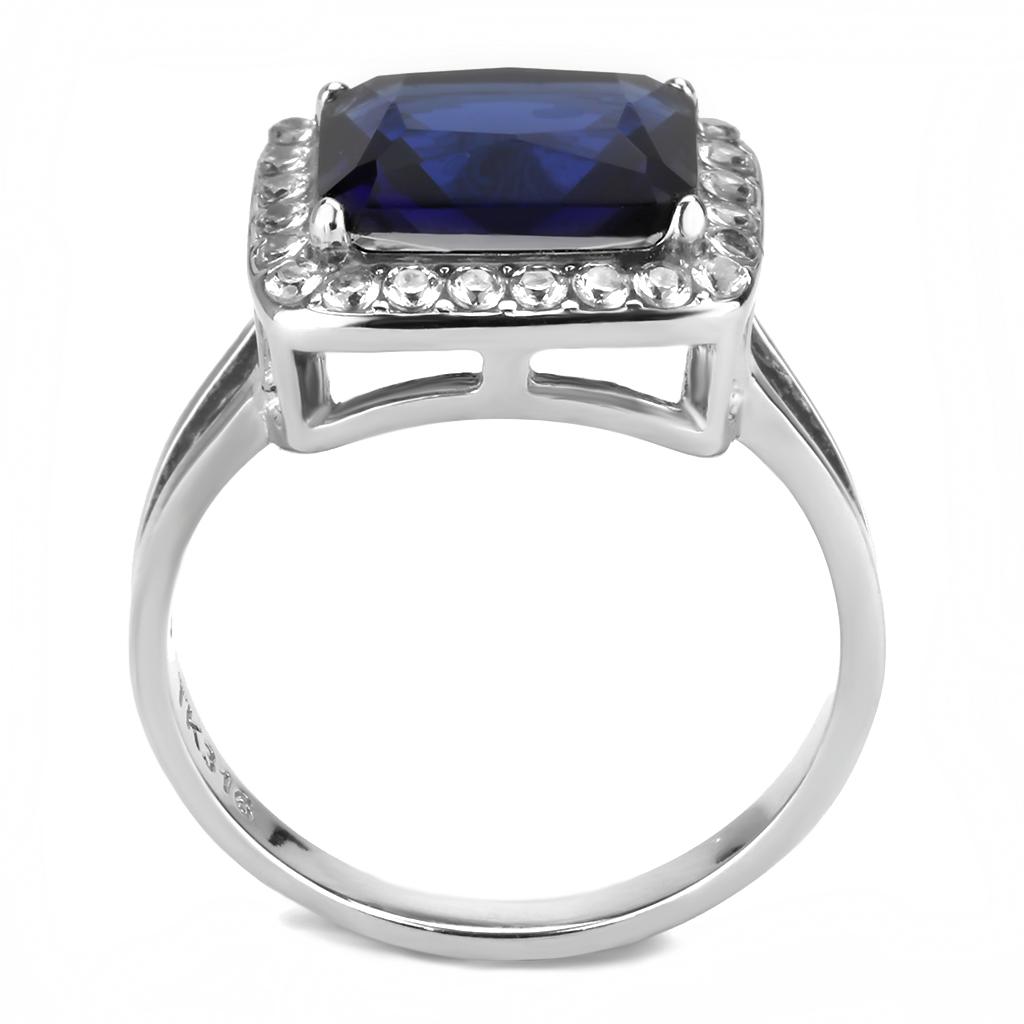 High polished (no plating) Stainless Steel Ring with Synthetic Synthetic Glass in Montana
