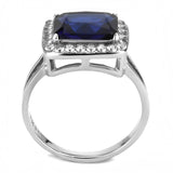 High polished (no plating) Stainless Steel Ring with Synthetic Synthetic Glass in Montana