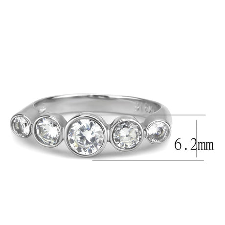 High polished (no plating) Stainless Steel Ring with AAA Grade CZ  in Clear